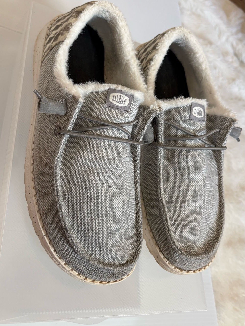 Hey Dude Women’s size 9 Slip-On Loafers in Light Gray with Cream Lining